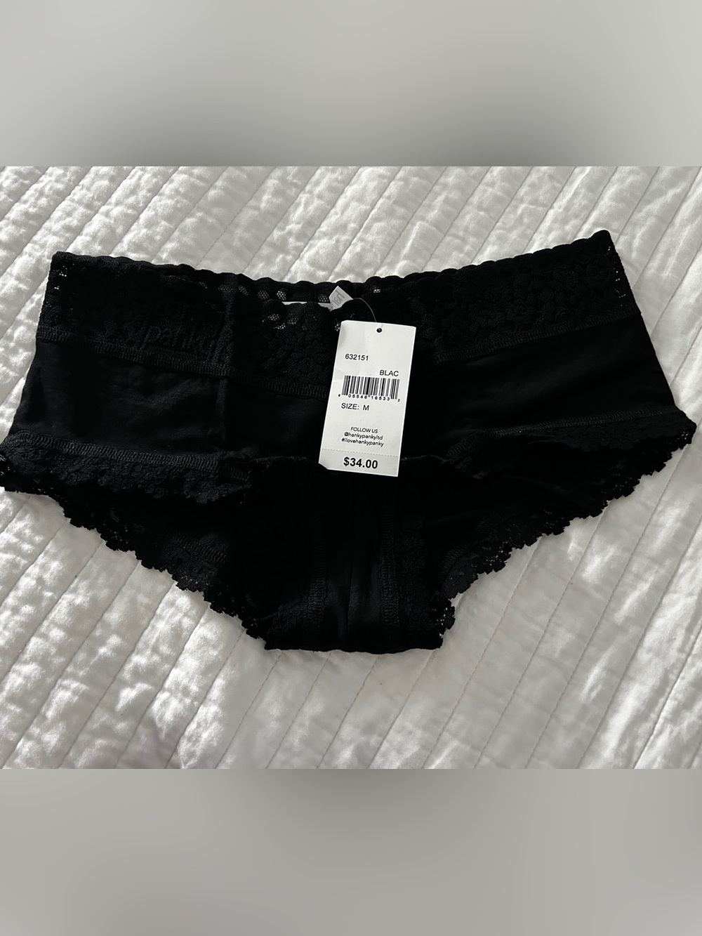 Hanky Panky Black Lace-Trim Boyshorts